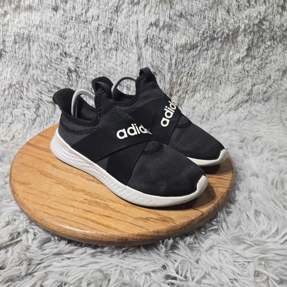 Adidas PureMotion Adapt Womens Black White Slip On Running Sneaker Size 8.5